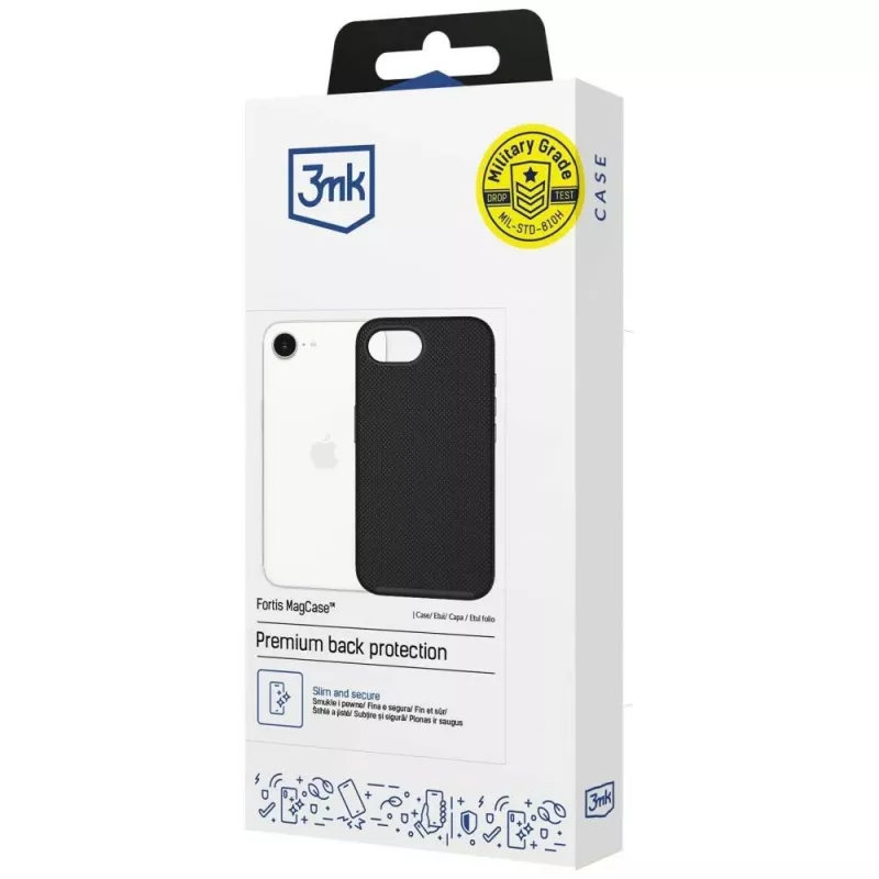 3MK Fortis MagCase, skirtas Apple iPhone 16e / 17e - juoda