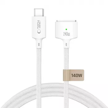 TECH-PROTECT MMC01 Ultraboost magnetinis MacBook laidas USB-C į MagSafe 3, 140W, 300cm, baltas