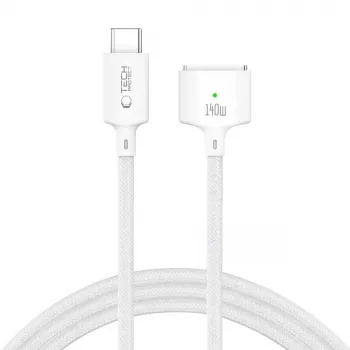 TECH-PROTECT MMC01 Ultraboost magnetinis MacBook laidas USB-C į MagSafe 3, 140W, 300cm, baltas