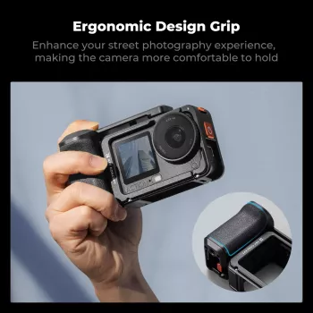 KF fotoaparato narvelis su rankena, skirtas DJI Osmo Action 6 / Action 5 / Action 4 / Action 3, aliuminio lydinys, juodas, KF12.0036