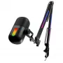 Rampage ARPEJ Black RGB kondensatorinis mikrofonas su stovo ranka, pop filtru ir amortizatoriumi
