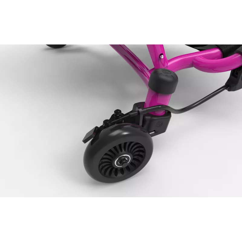 EzyRoller Drifter X Pink vaikiškas dreifuojantis go kartas (6-14 m.), varomas kojomis, reguliuojamo ilgio 73-107 cm, max 70 kg, rankinis stabdis, PU ratai