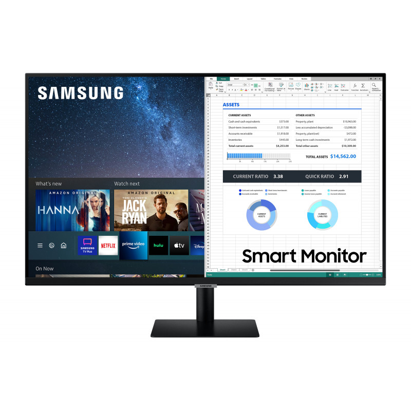 Samsung S27AM502NR 27 colių Full HD išmanusis monitorius su Tizen OS, HDR10, Wireless DeX, AirPlay 2, įmontuotais garsiakalbiais, juodos spalvos