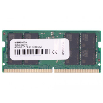 2-POWER CL40 SoDIMM 32GB DDR5-4800 modulis nešiojamiesiems kompiuteriams (2P-KVR48S40BD8-32)