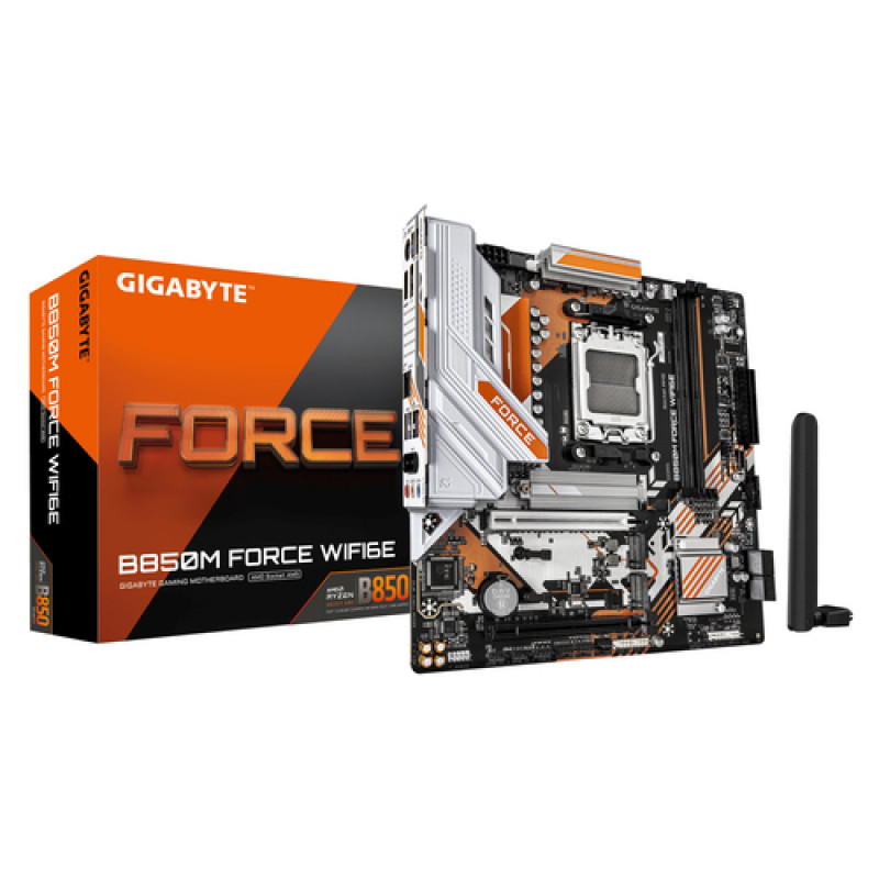 GIGABYTE B850M FORCE WF6E 1.2 pagrindinė plokštė, AMD B850, AM5, Micro-ATX