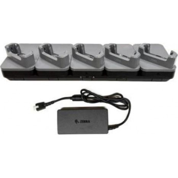 Zebra CRD-TC5AB-5SE5D-1 5 vietų įkrovimo dokas su Ethernet, 19 colių stovo montavimui - juoda