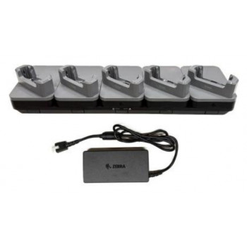 Zebra CRD-TC5AB-5SE5D-1 5 vietų įkrovimo dokas su Ethernet, 19 colių stovo montavimui - juoda