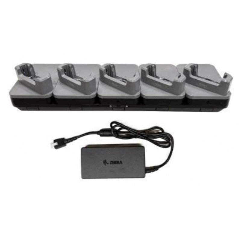 Zebra CRD-TC5AB-5SE5D-1 5 vietų įkrovimo dokas su Ethernet, 19 colių stovo montavimui - juoda
