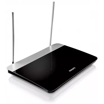 Philips vidaus TV antena su reguliuojamu stiprinimu, 1,8 m koaksialinis kabelis, 75 omų, 3G/4G filtras, DVB-T/T2, RED atitiktis