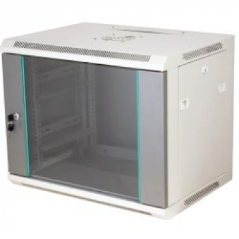 Q-LANTEC 19 15U sieninis rack spintelė 600x450, stiklinėmis durelėmis, pilka