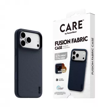 CARE by PanzerGlass Fusion Fabric dėklas mėlynas su MagSafe, skirtas iPhone 17 Pro Max