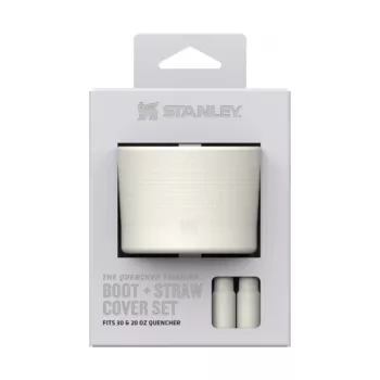 STANLEY 2 dalių apsauginių dangtelių ir šiaudelių kamštelių rinkinys termo puodeliams 0,89L/0,59L The Quencher Boot + Straw Topper, kreminės spalvos