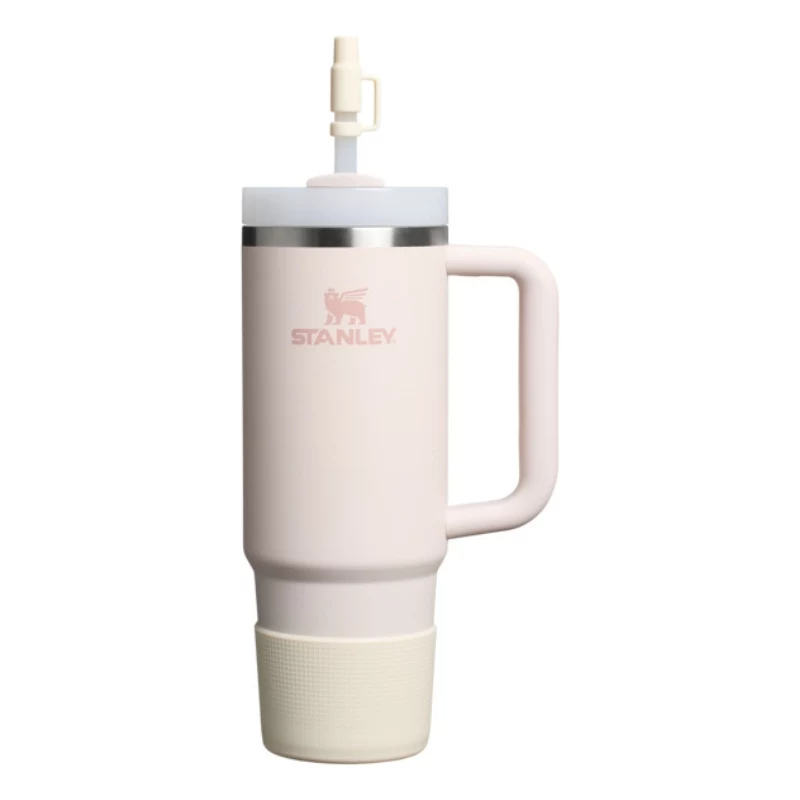 STANLEY 2 dalių apsauginių dangtelių ir šiaudelių kamštelių rinkinys termo puodeliams 0,89L/0,59L The Quencher Boot + Straw Topper, kreminės spalvos