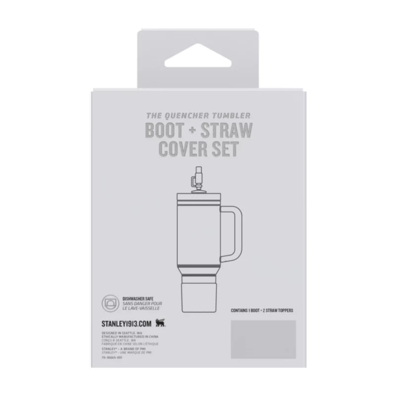 STANLEY 2 dalių apsauginių dangtelių ir šiaudelių kamštelių rinkinys termo puodeliams 0,89L/0,59L The Quencher Boot + Straw Topper, kreminės spalvos