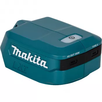 Makita ADP15 18V LXT USB adapteris su dviem USB lizdais, 2,1 A vienam lizdui, apsauga nuo perkrovos, juodas