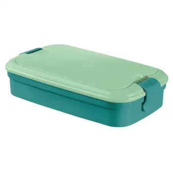 CURVER Lunch&Go stačiakampis maisto indas su įmontuotais stalo įrankiais, 1,4L, mėlynas