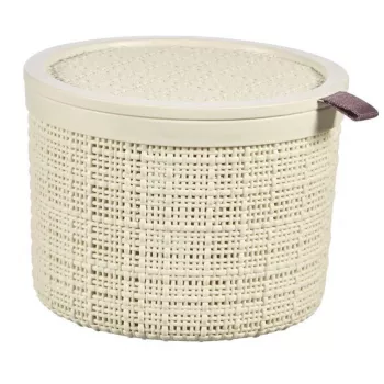 CURVER Jute apvali laikymo pintinė su dangčiu, 2L, kreminės spalvos, 17x13 cm