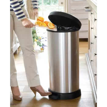 Curver Deco pedalinė šiukšliadėžė apvali 50L juoda sidabro metallic efektas