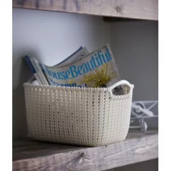 CURVER Knit Collection stačiakampė laikymo pintinė S 8L balta 30x22x17 cm