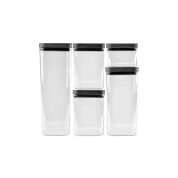 CURVER Kara sauso maisto laikymo indelių rinkinys 0,5L + 2x1,2L + 1,8L + 2,4L permatomas/tamsiai pilkas hermetiškas sukraunamas be BPA