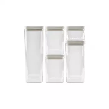 CURVER Kara sausų maisto produktų laikymo indelių rinkinys 0,5L + 2x1,2L + 1,8L + 2,4L, permatomas/baltas