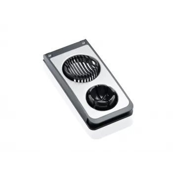 LEIFHEIT Egg Cutter Combi ProLine 2-in-1 Slicer & Wedger, nerūdijančio plieno vielutės, neslystanti bazė, balta/pilka