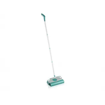 LEIFHEIT Mechaninė šluota Regulus Supra - rankinė grindų šluota su natūralaus ašuto šereliais, 27 cm valymo plotis, sidabrinė/mėlyna