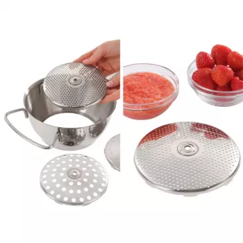 LEIFHEIT ComfortLine Flotte Lotte rankinė daržovių ir vaisių trintuvė 20 cm, nerūdijantis plienas, 3 sietai, rankinė, sidabrinė/juoda