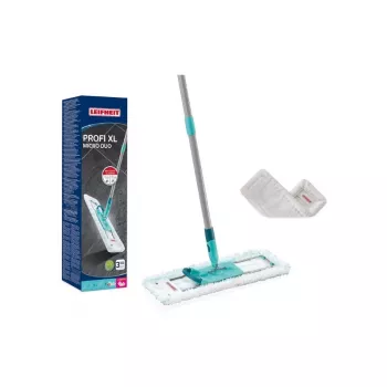 LEIFHEIT Profi XL Micro Duo 42 cm grindų valymo šluota su sulankstoma rankena ir SuperDuster pakaitine šluoste