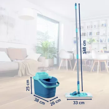 Leifheit Clean Twist M Ergo grindų valymo rinkinys su Micro Duo M mikro pluošto šluoste, 33 cm, žalia/balta