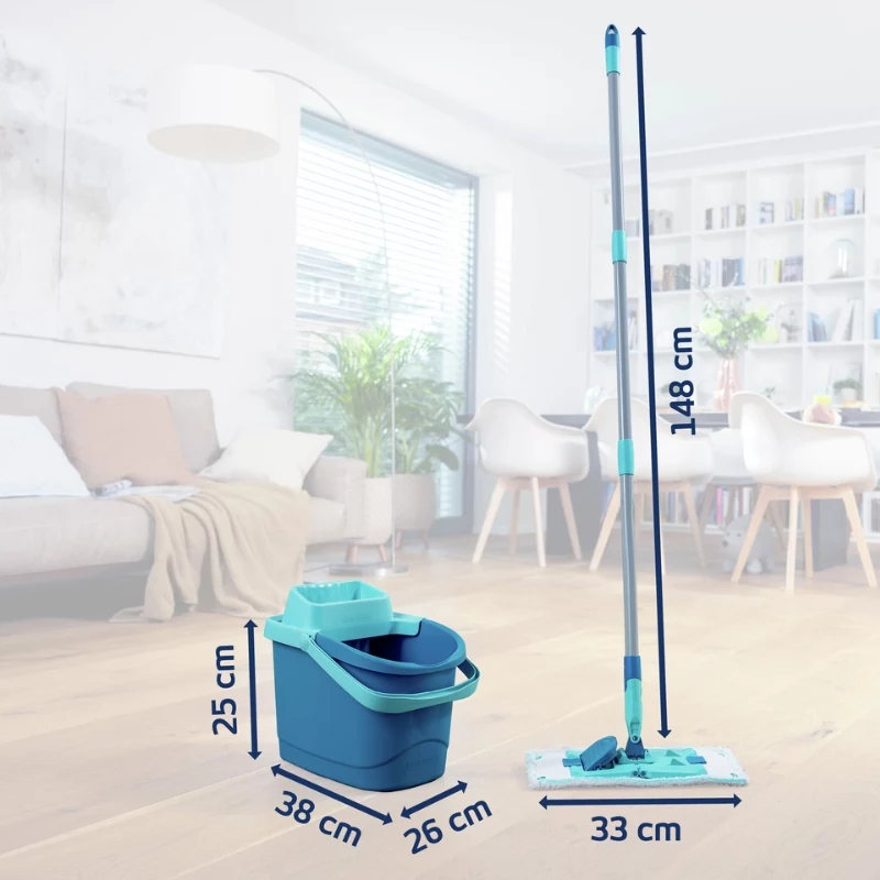 Leifheit Clean Twist M Ergo grindų valymo rinkinys su Micro Duo M mikro pluošto šluoste, 33 cm, žalia/balta