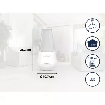 SOEHNLE Air Aromatizator Valencia ultragarsinis aromatizatorius, 100 ml talpa, iki 4 val. veikimo, baltas/sidabrinis