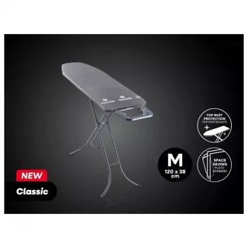 Leifheit Classic M lyginimo lenta juoda 120x38cm su fiksuotu lygintuvo laikikliu ir medvilniniu užvalkalu