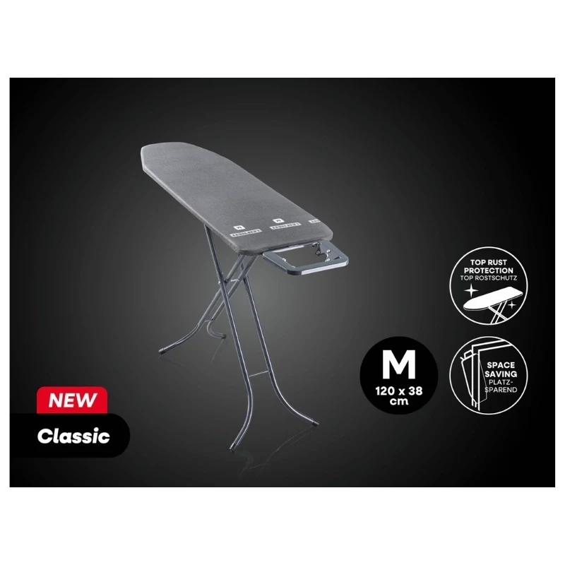 Leifheit Classic M lyginimo lenta juoda 120x38cm su fiksuotu lygintuvo laikikliu ir medvilniniu užvalkalu