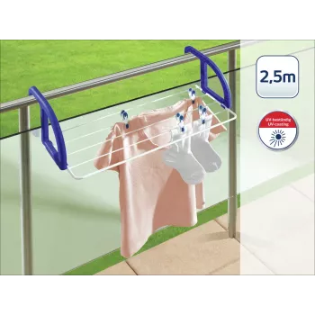 LEIFHEIT Classic Hanging Tumble Dryer 25 | 25 m džiovinimo ilgis | Grindinis sparninis džiovintuvas | Padengtas plienas ir plastikas | Baltas/Mėlynas | Vidaus/Lauko