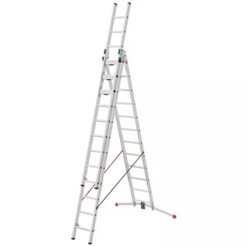 Hailo Master S120 Pro aliuminės saugos kopėčios, 3 pakopų, 150 kg apkrova, sulankstomos, su daugiafunkciu dėklu