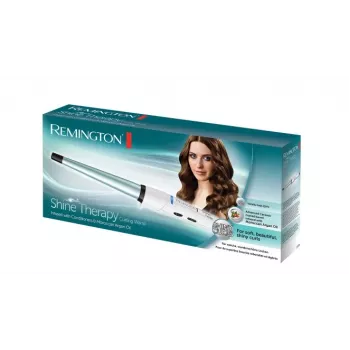 Remington CI53W kūginė garbanojimo lazdelė su keratino ir argano aliejumi, 25-38mm, 5 šilumos nustatymai, 160-220°C, 30s įkaitimas, automatinis išsijungimas, šilta turkio/b alt a spalva, 1,8m sukiojamas laidas