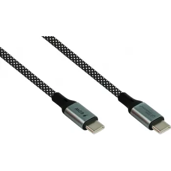 GoodConnections magnetinis USB 2.0 spiralinis kabelis 60W USB-C į USB-C, juodas/baltas, 1m 2060-MT010SW