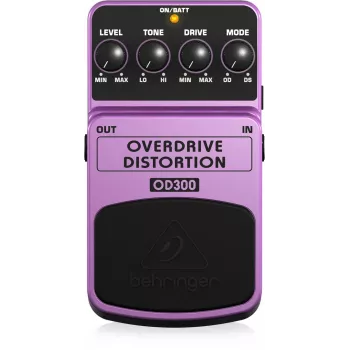 Behringer OD300 Overdrive/Distortion efektų pedalas, violetinės ir juodos spalvos
