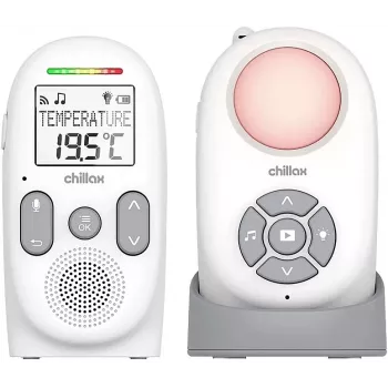 Chillax CB360 nešiojamas DECT garso kūdikio stebėjimo prietaisas, 120 kanalų, baltas