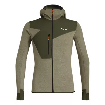 Salewa Puez 2 Dry ilgomis rankovėmis džemperis su gobtuvu ir visu užtrauktuku Dark Olive Melange vyrams XL