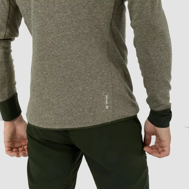 Salewa Puez 2 Dry ilgomis rankovėmis džemperis su gobtuvu ir visu užtrauktuku Dark Olive Melange vyrams XL