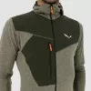 Salewa Puez 2 Dry ilgomis rankovėmis džemperis su gobtuvu ir visu užtrauktuku Dark Olive Melange vyrams XL