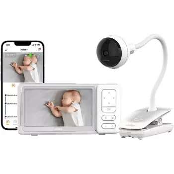 Chillax DM688 vaizdo kūdikio stebėjimo monitorius su 2,8 inch spalvotu ekranu, 2,4 GHz FHSS, 300 m ryšio nuotoliu, dvipusiu ryšiu, temperatūros jutikliu, lopšinėmis, baltas