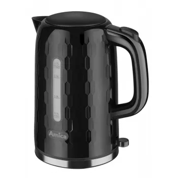 AMICA KM3010 1,7 L juodas virdulys – 2200 W nerūdijančio plieno belaidis virdulys su paslėptu kaitinimo elementu, 360° pagrindu, automatinio išsijungimo ir apsaugos nuo išvirimo funkcijomis