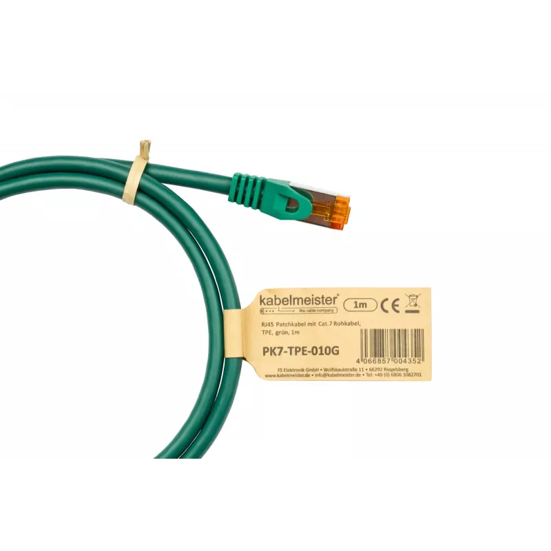 KABELMEISTER Cat.7 S/FTP tinklo kabelis, RJ45, TPE be halogenų, žalias, 0,25 m