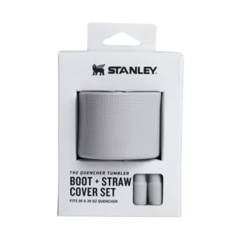 STANLEY 2 dalių apsauginių dangtelių ir šiaudelių antgalių rinkinys termo puodeliams 0,89L/0,59L The Quencher Boot + Straw Topper šviesiai pilkos spalvos