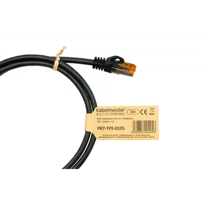 KABELMEISTER Cat.7 RJ45 komutacinis kabelis, 2 m, juodas, TPE, be halogenų