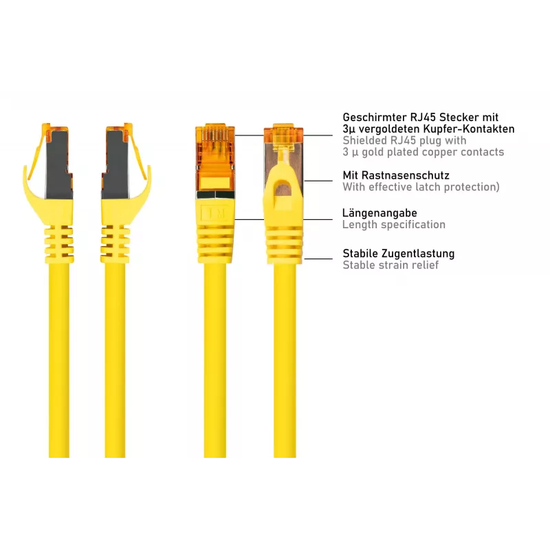 Kabelmeister Cat.7 S/FTP tinklo kabelis, RJ45, TPE, be halogenų, geltonas, 2m