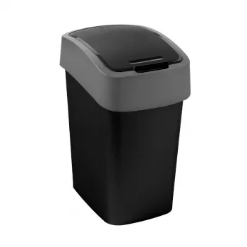 CURVER Flip Bin 9L atliekų šiukšliadėžė juoda/sidabrinė